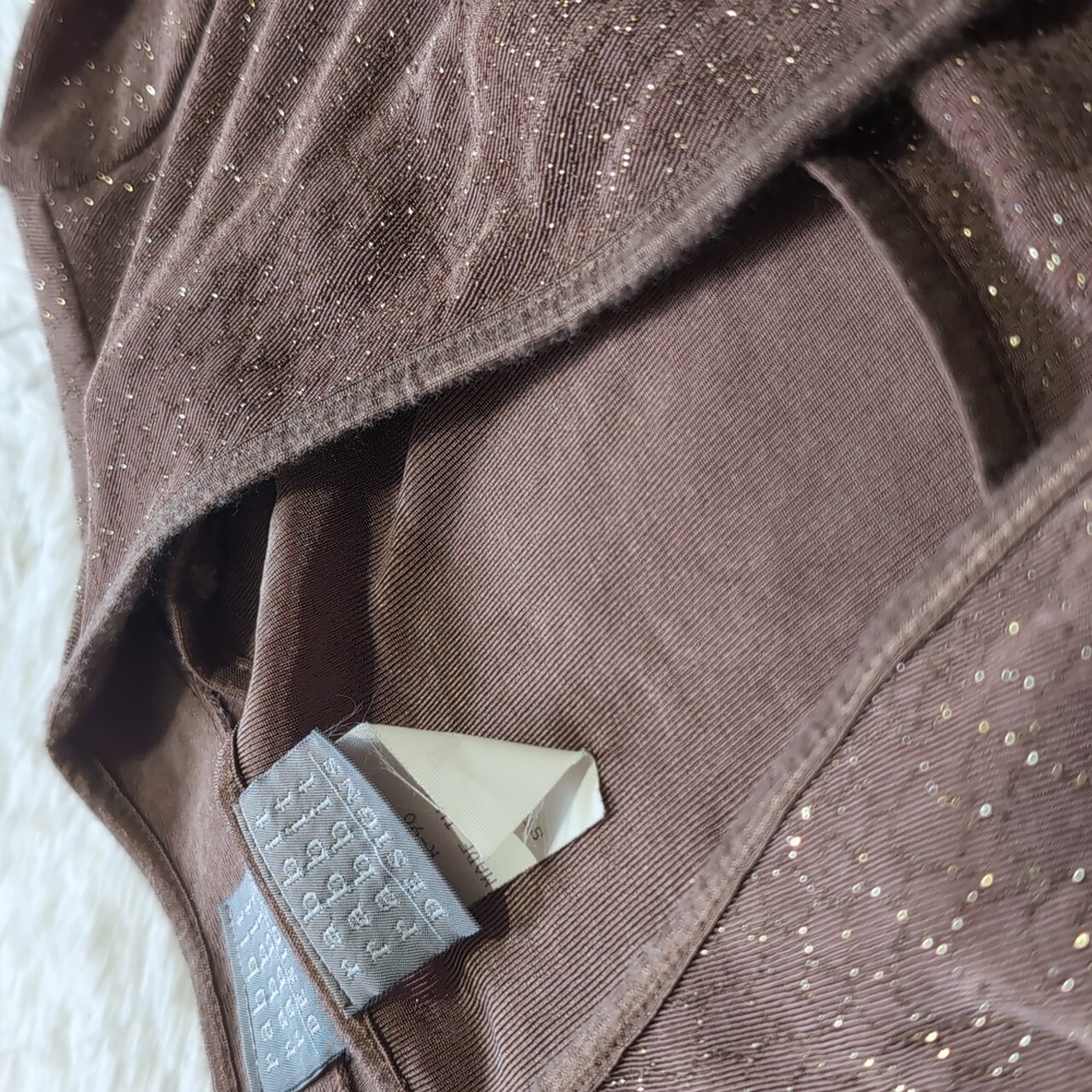 90s Vintage Rabbit Designs Slinky Gold Sparkly Formal Dress & Cardigan Set 6 - Picture 5 of 17